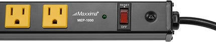 Maxxima 10 Outlet Heavy Duty Power Strip with USB Type-C/A Charging Ports, Surge Protected, 15A, Features Red On/Off Switch, 6 ft. Extension Cord, Bracket & Screws Included, Garage, Shop, Home