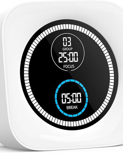 99-Minute Visual Timer with Pomodoro Timer Productivity Focus Timer Countdown Stopwatch Desk ADHD for Study, Work, Student, Procrastination, Loud Alarm/Mute/Vibration, 2 Brightness Levels
