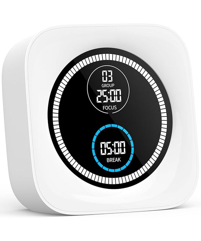 99-Minute Visual Timer with Pomodoro Timer Productivity Focus Timer Countdown Stopwatch Desk ADHD for Study, Work, Student, Procrastination, Loud Alarm/Mute/Vibration, 2 Brightness Levels