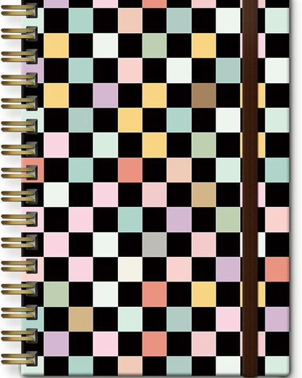 Spiral Journal Notebook, A5 Cute Notebooks for Women Men, College Ruled Hardcover Notebook for Work & Note Taking, 60 Pages Double-Wire Journals for Writing (Colored Checkerboard)