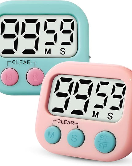 2 Pcs Digital Timer for Kids, Magnetic Countdown Kitchen Timer, Upgrade Loud Alarm Timers for Cooking, Kitchen, Exercise, Work, Study, Classroom, Outdoor Activities, Battery not Including
