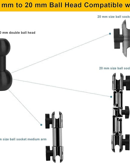 Tablet Holder with 3 Ball Adapters,Aluminum Alloy 17 mm to 17 mm/17 mm to 20 mm/17mm to 25 mm Ball Joints,Compatible with 17mm/20 mm/25 mm Size Ball Socket Mount (25 mm Compatible with RAM Mounts)