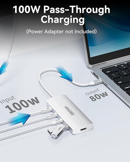 USB C Hub 8 in 1 Multiport Adapter, 3 USB 3.2 Gen 2 Ports with 10Gbps, 3 USB-A 3.0 5Gbps, 4K@60Hz HDMI, 100W PD, USBC Splitter for MacBook Pro, iPad Pro, Mac mini and More(Not Support USB-C Monitor)