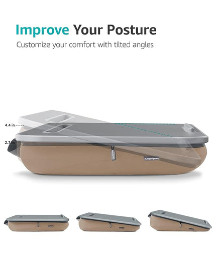 Istudyniture Lap Desk | Portable Laptop Desk & Stand – Fits Up to 17 inch – Washable Cushion, Built-in Phone Holder – for Bed, Couch, Sofa, Floor – Writing, Reading, Home Office – Large, Coffee