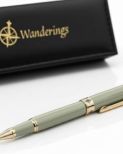 Premium Ballpoint Pen with German Ink – Perfectly Balanced for a Superb Writing Experience, 24K Gold Plated Green – Soft Sage Green- Includes a Schmidt Refill in a Giftable Presentation Case