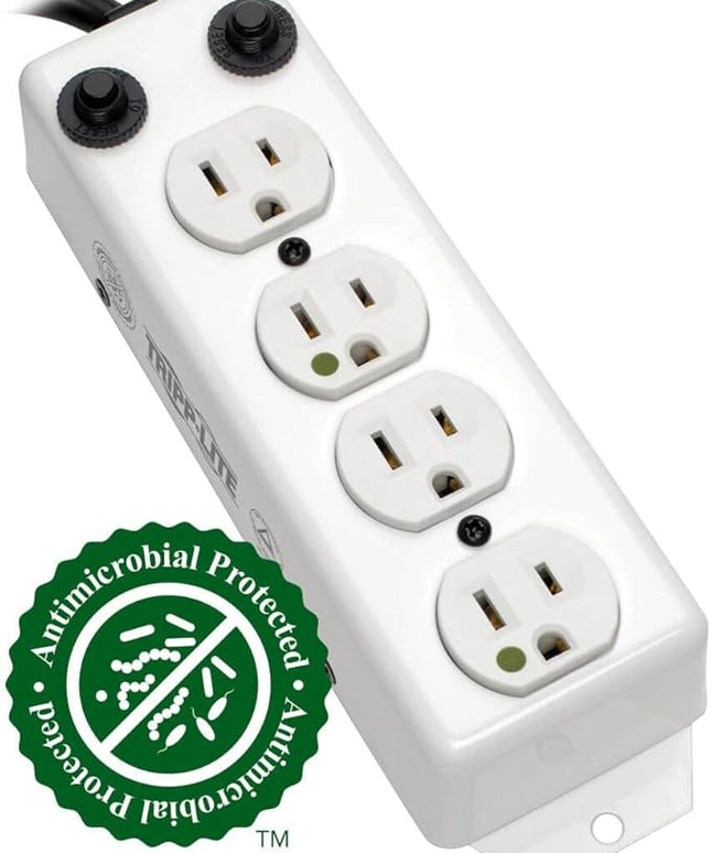 Eaton Tripp Lite Series Safe-IT Hospital-Grade Power Strip for Patient-Care Vicinity and Nursing Homes, UL 1363A Compliant, 4 Outlets, 3ft Coiled Extension Cord, (PS-410-HGOEMCC)