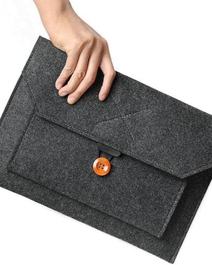 13-Inch Felt Laptop Sleeve Bag for Business Professionals, Portable Black Laptop Protector Pouch with Tablet Storage, Travel-Friendly Computer Handbag for Men and Women