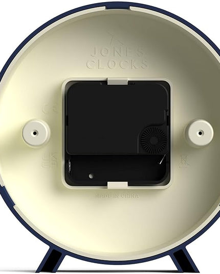 JONES CLOCKS® Venus Desk Clock | Modern Round Design | Blue | Stylish Retro Look for Shelf, Table, Mantel or Bedside