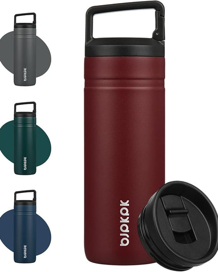 BJPKPK Insulated Water Bottle with 2 Lids,20 oz Double Wall Stainless Steel Vacuum Tumbler Travel Coffee Mug,Wide Mouth Thermal Cup,Cinnabar Red