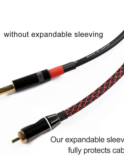 25ft - 1/2 inch PET Expandable Braided Sleeving – BlackRed – Alex Tech Braided Cable Sleeve