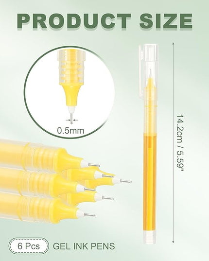PATIKIL 6Pcs Colored Gel Ink Pens, 0.5mm Extra Fine Point Smooth Writing Japanese Quick Drying Liquid Ink Rollerball Pens for Office Stationery Classroom Teachers, Yellow