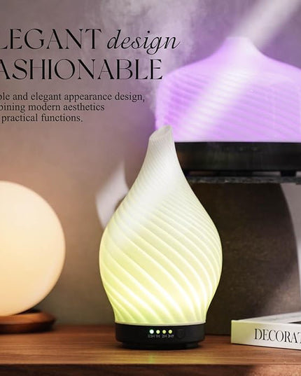 Porseme 150ml Essential Oil Diffuser Glass Color Changing Aroma Air Diffusers Aromatherapy Ultrasonic Cool Mist Humidifier 6 Running Hours Waterless Auto-Off for Sleeping Yoga Office Spa (Pure White)