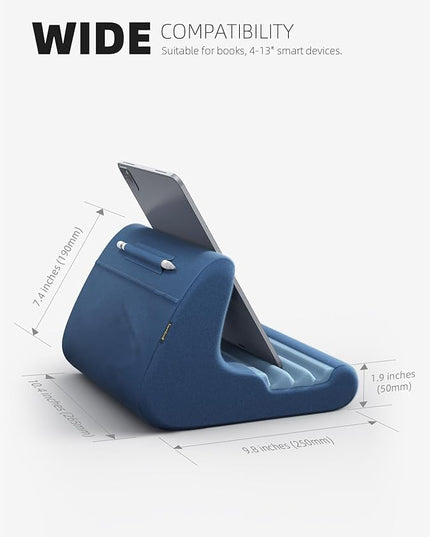 Lamicall Tablet Stand, Pillow Holder for Bed - Soft Pad Lap Mount With Stylus Mount & Pocket for iPad Pro 12.9, Air, Mini, Kindle, Galaxy Tab and 4-13" Tablets, Royal Blue