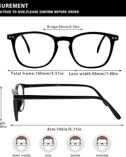 Henotin 3-Pack Blue Light Blocking Reading Glasses,Spring Hinge Computer Readers for Men Women,Anti UV Ray Filter Eyeglasses (3 Mixed Color, 3.0)