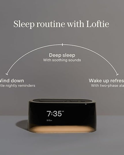 Loftie Alarm Clock with Sound Machine – Smart Alarm Clock with Light, White Noise, Bluetooth Speaker, Night Light Sound Machine, 100+ Sounds, Blackout Mode, No WiFi Mode, Optional Subscription -Coffee