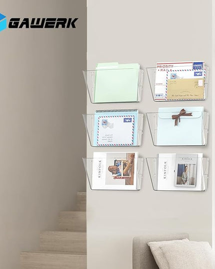 Clear Acrylic Single Pocket, Plastic Hanging Wall Mount File Holder for Office Home (Clear, 3 Pack)