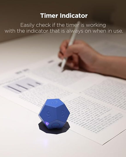 Mooas Dodecagon Time Ball Rechargeable Mini Timer (Blue), 11 Preset Times, Desk Productivity, Pomodoro, Sound/Vibrate/Mute, ADHD, Workout, Study, Cooking