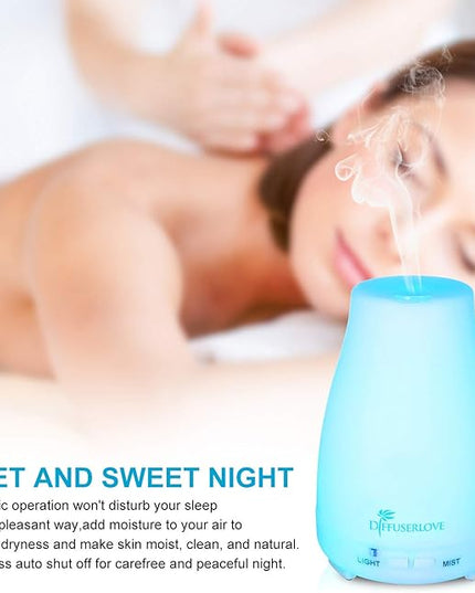 Diffuserlove Essential Oil Diffusers 200ML Remote Control Ultrasonic Mist Humidifiers BPA-Free Aromatherapy Diffuser with 7 Color Lights, Auto Shut-Off for Bedroom Office Kitchen