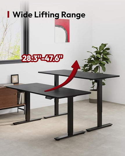 SANODESK Standing Desk Height Adjustable Electric Stand up Desk 79x32 Inches Sit Stand Home Office Desk with Splice Board, Black Frame/Black Top