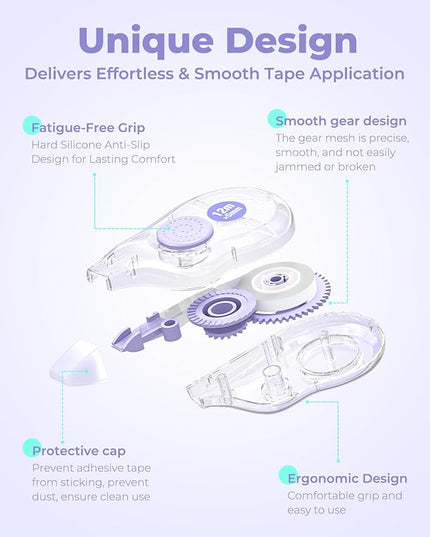 Four Candies White Correction Tape, 39.4 Feet, 4 Pack Easy to Use Applicator for Instant Corrections, Tear-Resistant, Smooth & Quick-Drying Tape for Office & School Supplies