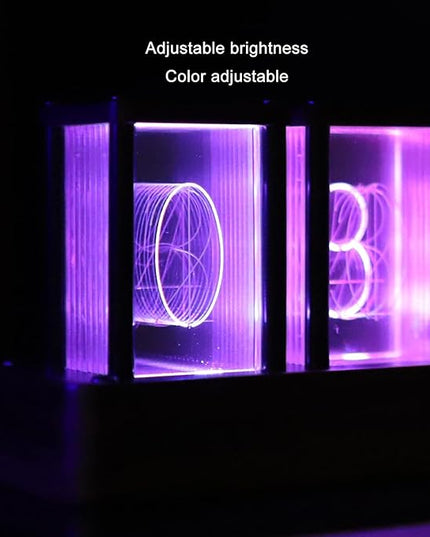 Adventurers Nixie Tube Clock , Cool Clock, Retro Wooden Shell /LED Full Color Custom RGB and 12/24h Display,Decorate Room
