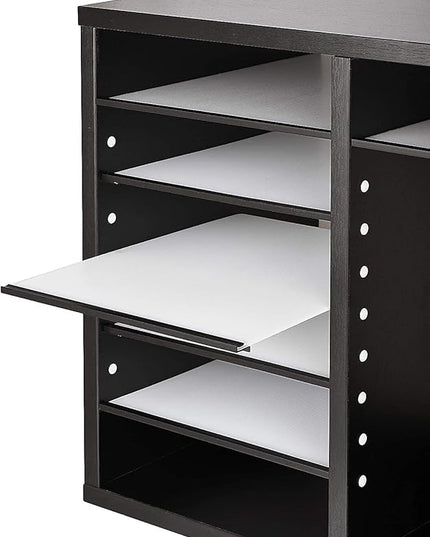 AdirOffice Wooden Adjustable Literature Organizer, 12 Compartment Office Mailbox, or Classroom Literature Organizer, Black