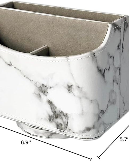 UnionBasic Rotating Desk Organizer, 360 Degree Desk Spinning Caddy, Desktop TV Guide/Mail/Media/Remote Controller Holder Organizer,Marble White