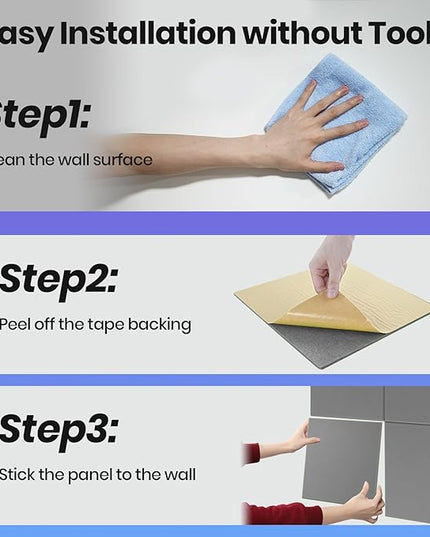 Focusound 18 Pack Sound Proof Panels for Walls, Self-Adhesive Acoustic Panels Sound Absorbing, 12" X 12" X 0.4" High Density Square Soundproof Wall Panels