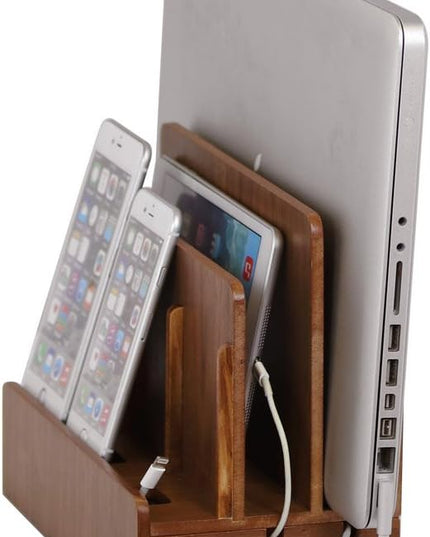 G.U.S. The Original Multi Charging Station | Home Office Desktop Charging Station for Multiple Devices | for Laptops, Tablets, Smart Phone | Phone Holder, Station Dock & Organizer - Walnut