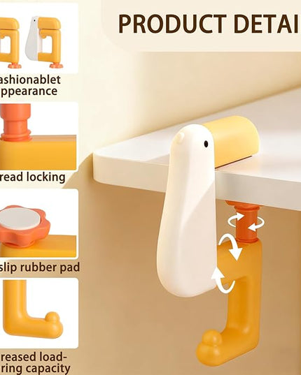 12 Pack Purse Hook for Desk Foldable Non-Slip Desk Hook Adjustable Clamp-on Under Desk Hanger Heavy Duty Non-Slip Backpack Hooks for Desk Purse Holder for Table for School/Office,White