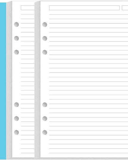 A5 Refill Paper - 6 Hole Planner Inserts for A5 Binder, 200 Pages 6 Ring Loose Leaf Lined Paper with 5 Colorful Binder Dividers, 5.8" x 8.5"