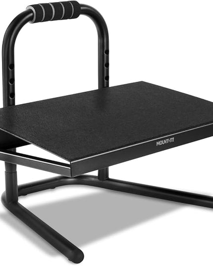 Mount-It! Height Adjustable Foot Rest for Standing and Sitting, Freestanding Under The Desk Footrest with Handle and Six Height Settings, Anti-Slip Padded Surface,Black