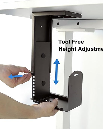 Universal Wall or Under Desk CPU Mount, PC/NAS Bracket – 4.5 to 9.2 inch Wide Computer Holder, Space-Saving Design with Safety Lock,Max Load 32Lbs