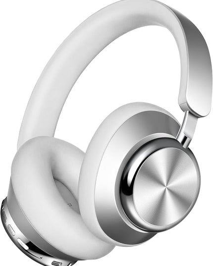 Wentronic Y03 Bluetooth Headphones Wireless Active Noise Cancelling Over Ear Headphones 48 Hours Playtime High Sound Quality 6 EQ Music Mode Headphones with Soft Ear Cushion - Silver