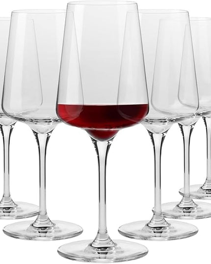 Krosno Red Wine Glasses | Elegant Design | Set of 6 | 16.9 oz | Infinity Collection | Ideal for Home, Restaurants and Receptions | Dishwasher Safe | Lead-Free Crystal Glass