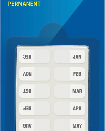 Redi-Tag Monthly Adhesive Tabs, Preprinted Tabs, 8 Sets of Jan-Dec Plus Bonus Blank Tabs, 7/17" x 1", Durable and Customizable Labels with Permanent Adhesive for Planners and Files, White (1006546)