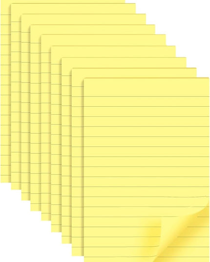 9 Pads Lined Sticky Notes 4x6 inch Post, Yellow, Clean Removal, Self-Stick Pads, Large Sticky Notes Easily Used for Home, Office, School, 40 Sheets/Pad