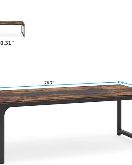Tribesigns Modern Computer Desk, 78.7 x 39.4 inch X Large Executive Office Desk Computer Table Study Writing Desk Workstation for Home Office,Rustic/Black