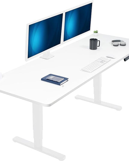 VIVO Electric 83 x 30 in Dual Motor Sit Stand Desk, Memory Height Adjustment, 2B Series, White Top White Frame, DESK-KIT-2W8W