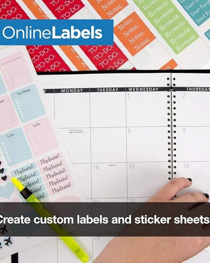 Sticker Paper, 10 Sheets, White Matte, 8.5" x 11" Full Sheet Label, Works with Inkjet and Laser Printer, Compatible with Electronic Cutting Machines, OL177WX, OnlineLabels