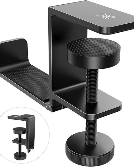 OneOdio MTL99 Foldable Headphone Stand, Metal Headset Holder Space-Saving Table Hook, Clamp-on Under Desk Hanger, Universal Fit Gaming Headphones Mount, Black