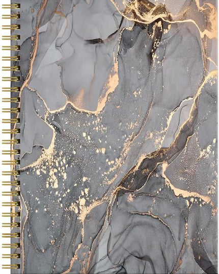 Spiral Journal Notebook for Women,A5 College Ruled Notebooks 6"x 8.4", 120 Pages (60 Sheets) Lined Journal with Premium Thick Paper,Perfect for School Office Home(Luxury Gray Gold Marble)