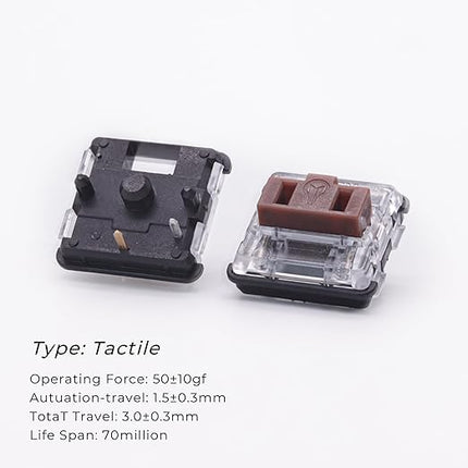 Kailh PG1350 Choc V1 70PCS Mechanical Keyboard Switch kailh Low Profile switches Chocolate Mechanical Keyboard Switch RGB SMD 5-Pin Kailh Switches (Brown,70Pcs)