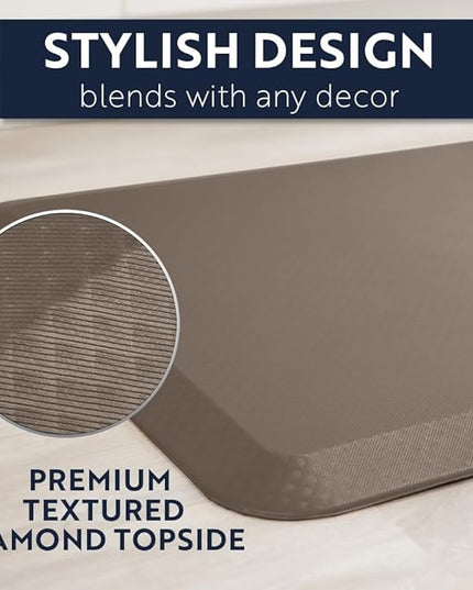 KANGAROO Thick Ergonomic Anti Fatigue Mats for Kitchen Floor, Cushioned Standing Office Desk Mat, Waterproof Scratch Resistant Topside, Supportive All Day Comfort Padded Foam Rugs, 17x24, Beige