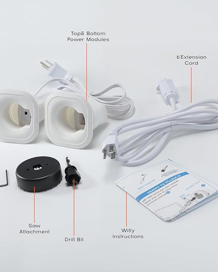 in-Wall Cable Management Kit – Includes Power & Low Voltage Cable Management – Hide Wires Easily with Prewired Design & Hole Saw Drill Attachment for Quick Installation