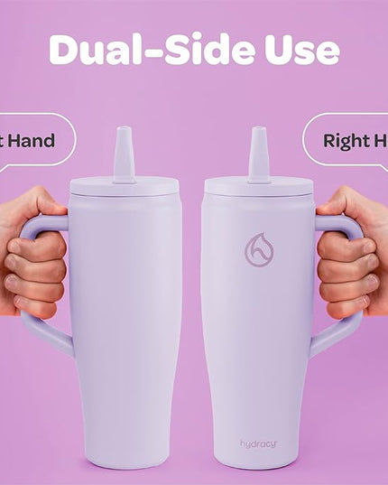 Hydracy Soulmate 40oz Tumbler with Handle and Flip Straw - 100% Leakproof Reusable Insulated Cup with Stainless Steel Straw - Cupholder Friendly Rubber Base Travel Mug - Lilac Haze