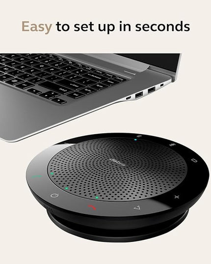 Jabra Speak 510 (2025 Edition) Portable Wireless Bluetooth Speaker with Link 370 USB Adapter for Meetings and Calls with Crystal-Clear Sound, Works with Microsoft Teams, Black