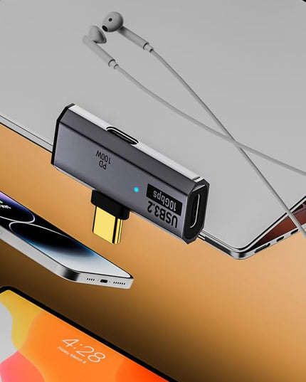 AreMe USB C Splitter (Not for Video), 2-in-1 Dual USB C Headphone and Charger Adapter Audio Dongle with PD 100W for Rog Ally, Steam Deck, iPhone 15/16, iPad (Grey)