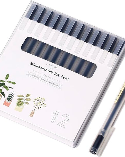XIZE SH Minimalist Japanese Style Gel Pens Ultra Fine Point 0.38mm Black Pens For Smooth Writing Note Taking Black Ink Pen,12 Count