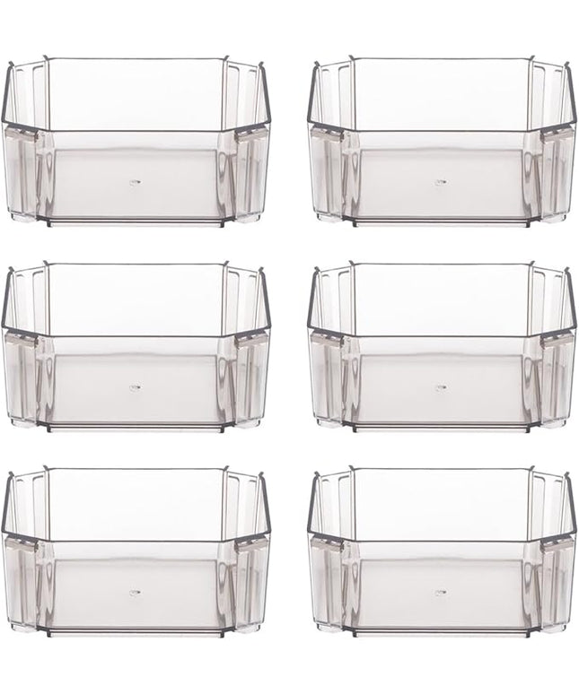 COHEALI 6pcs Honeycomb Drawer Organizer Boxes Stackable Storage Dividers for Socks Underwear Compartment Separators Transparent Black for Neat Drawer Organization